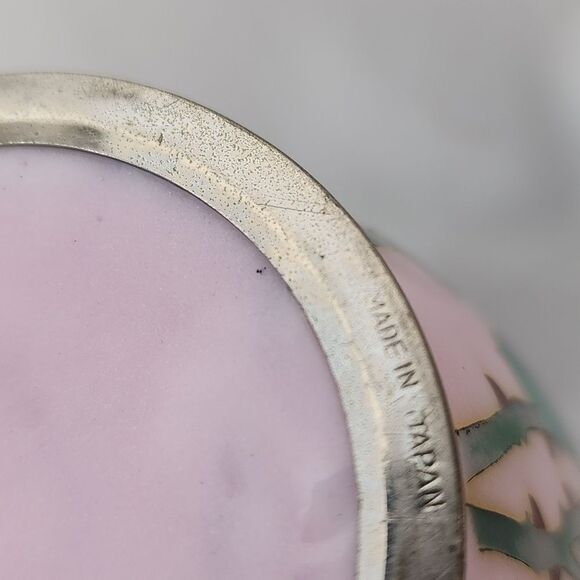 Vintage Pink Floral Cloissone Enamel Vase MCM Japan Coquette - Picture 11 of 12